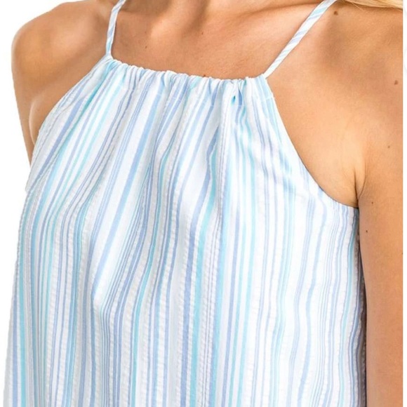 NWT Southern Tide Ivette Marina Blue White Aqua Striped Seersucker Summer Dress - Picture 3 of 3